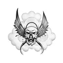 skull with bat wings tattoo design idea