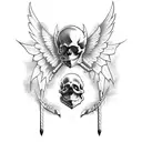 skull with bat wings tattoo design idea