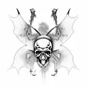 skull with bat wings tattoo design idea