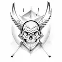 skull with bat wings tattoo design idea