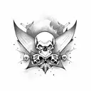 skull with bat wings tattoo design idea