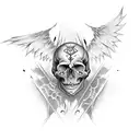 skull with bat wings tattoo design idea