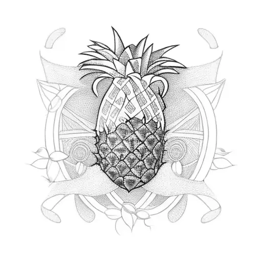 orange and pineapple with hearts tattoo design idea
