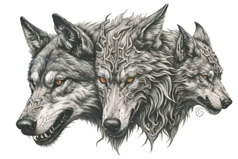 wolf and demon tattoo design idea