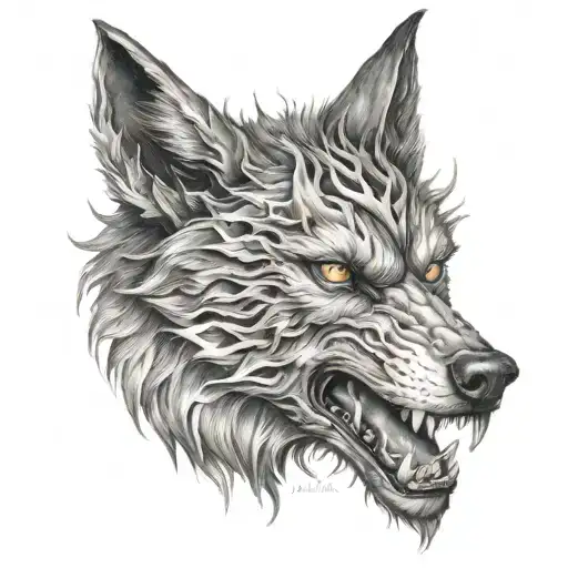 wolf demon tattoo design idea