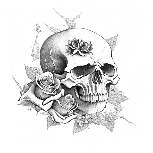 Skull and Roses tattoo design idea