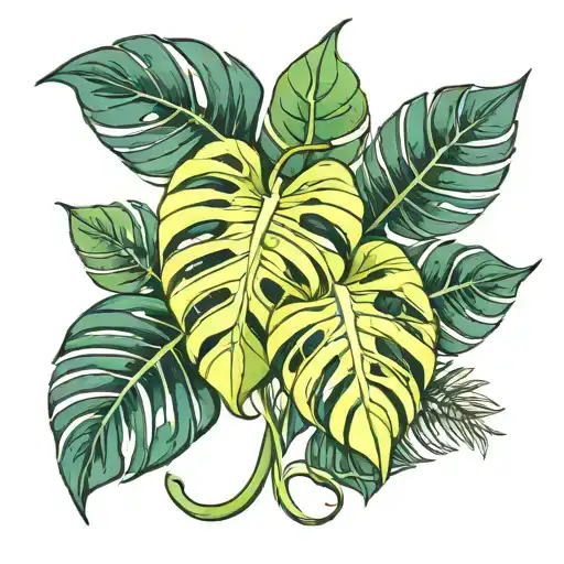 monstera leaf intertwined tattoo design idea