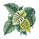monstera leaf intertwined tattoo design idea