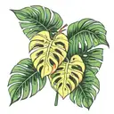 monstera leaf intertwined tattoo design idea