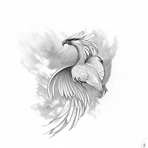 Phoenix with paperwhite narcissus tattoo design idea