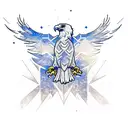 A tattoo design featuring a pixelated eagle soaring through space, symbolizing the client's love for gaming and space exploration tattoo design idea