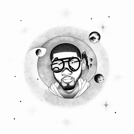 kid Cudi Moon tattoo design idea