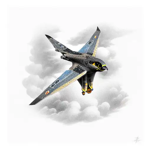 B2 bomber mixed with peregrine falcon tattoo design idea