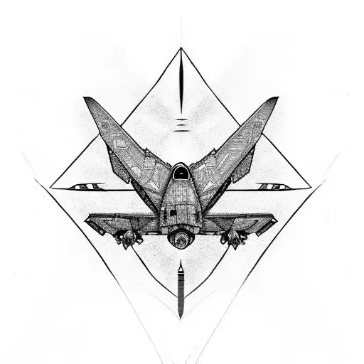 B2 bomber mixed with peregrine falcon tattoo design idea