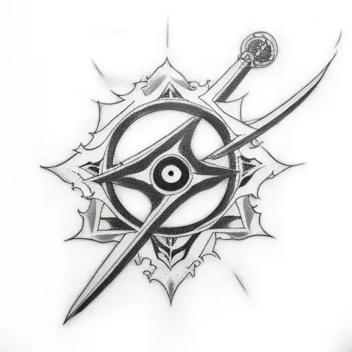 Create a tattoo from the anime "Bleach" Combining the Zanpakuto sword and the Shinigami badge tattoo design idea