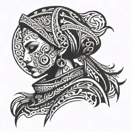LGBT warrior Muslim women full body tattoo design idea