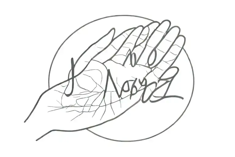 imroz name with hand pan holding tattoo design idea