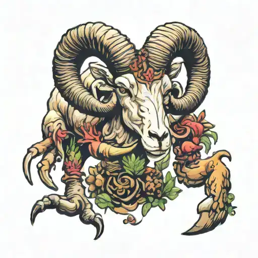 Aries the Ram defeating Cancer the crab tattoo design idea