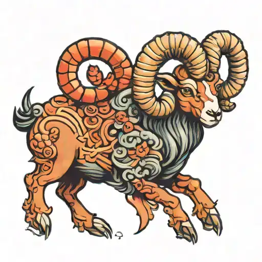 Aries the Ram defeating Cancer the crab tattoo design idea