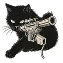 cat with a machine gun in the sky tattoo design idea