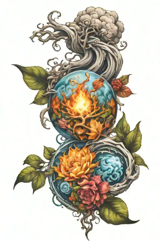 choose life and the 4 elements intertwined tattoo design idea