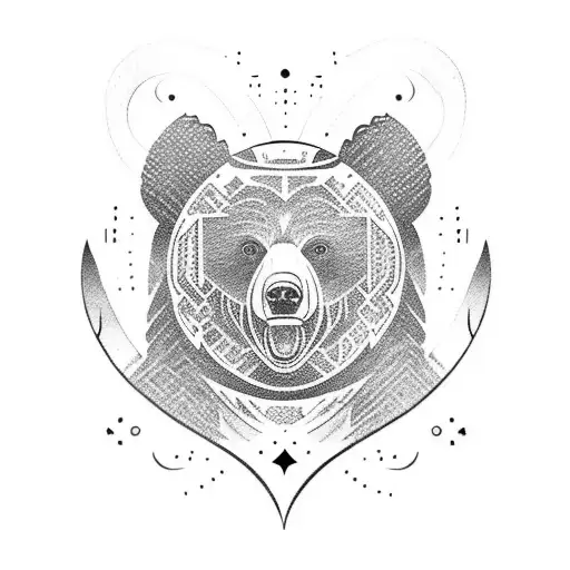 Combining Nordic runes with bear imagery tattoo design idea