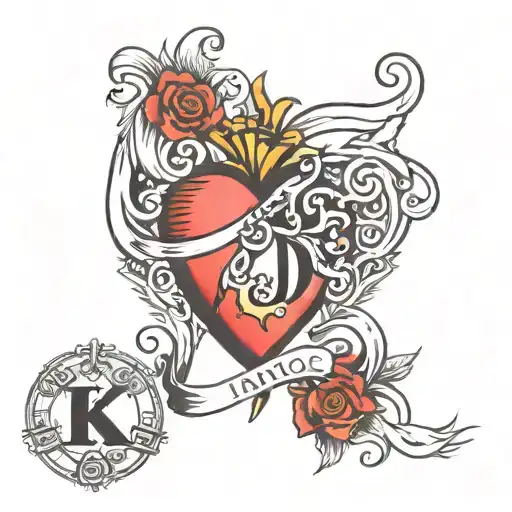 inital C D K S around a heart tattoo design idea