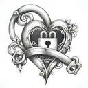 inital C D K S around a heart shaped lock tattoo design idea