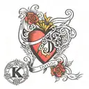 inital C D K S around a heart tattoo design idea
