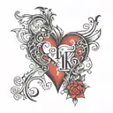 inital C D K S around a heart tattoo design idea