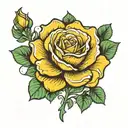 single yellow rose with two small shamrocks tattoo design idea