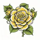 single yellow rose with two small shamrocks tattoo design idea