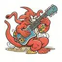 Domino's pizza mascot the noid with a guitar tattoo design idea