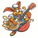 Domino's pizza mascot the noid with a guitar tattoo design idea