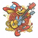 Domino's pizza mascot the noid with a guitar tattoo design idea