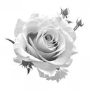 flowers including three roses, two daisies, a pansie, a begonia, and a hibiscus tattoo design idea