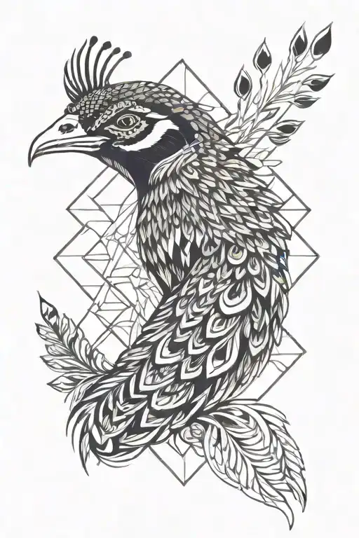 Peacock head tattoo design idea