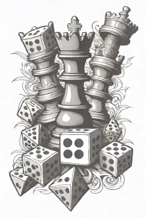 dice playing cards chess pieces  tattoo design idea