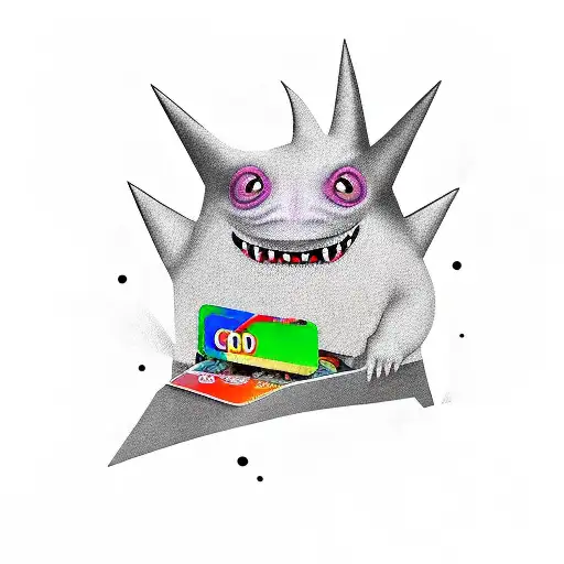 Gengar with credit card tattoo design idea