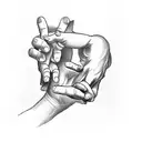 a tattoo idea based on the hands in the famous drawing "The Creation of Adam" while one hand is clearly holding candy tattoo design idea