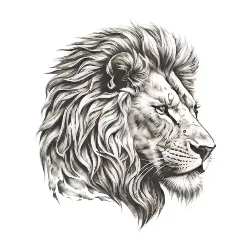 A head with the left side in lion and the right side in bull tattoo design idea