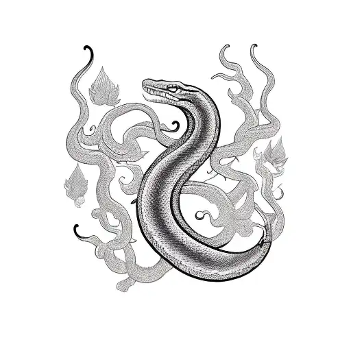 white snake black snake bonded in heart  tattoo design idea