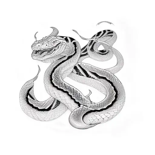 white snake black snake bonded in heart  tattoo design idea
