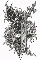 Demon Blood Sword with thorns wrapped in it tattoo design idea
