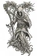 poison tree with grim reaper holding a scythe tattoo design idea