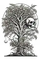 poison tree with grim reaper in front  tattoo design idea