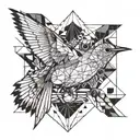 Nightingale bird flying tattoo design idea