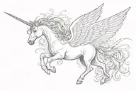 laying down pegasus unicorn wings medieval tattoo design idea