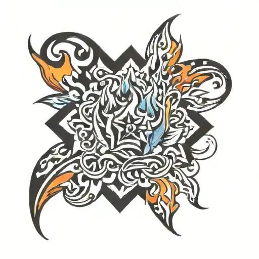 flame and ice tattoo design idea