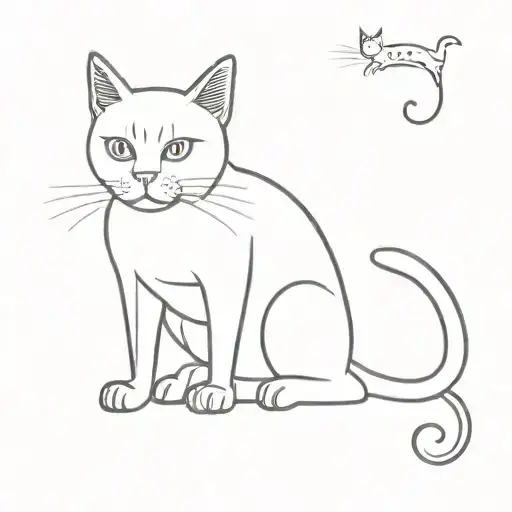 3 legged cat with peg leg tattoo design idea